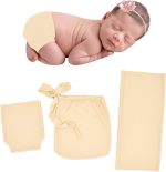 3PCS Baby Newborn Photo Props Wraps & Photography Blanket Set,DIY Newborn Stretch Wrapping Sack Buddy Diaper Cover Infant Photo Blanket Swaddle Photography Props Wraps for Baby Girl Boy